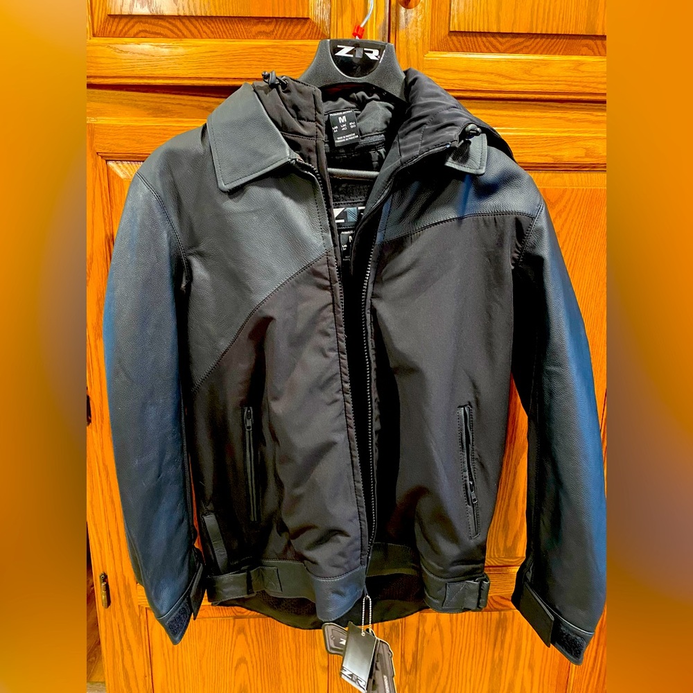 NEW Men’s medium Z1R riding jacket leather polyester removable hood